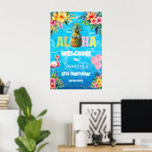 Aloha-Poolparty-Geburtstagsbegrüßung Poster (Heimbüro)