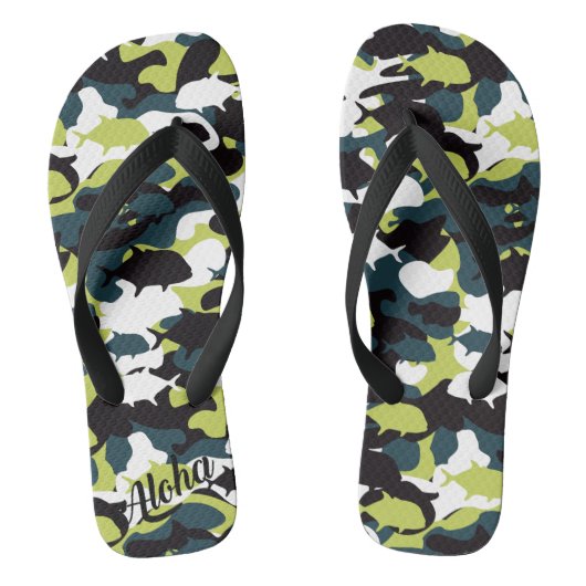 Aloha Print Slippers - Flip Flops Badesandalen (Fußbett)
