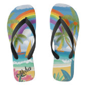 Aloha Print Slippers - Flip Flops Badesandalen (Fußbett)