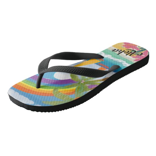 Aloha Print Slippers - Flip Flops Badesandalen (Schrägansicht)