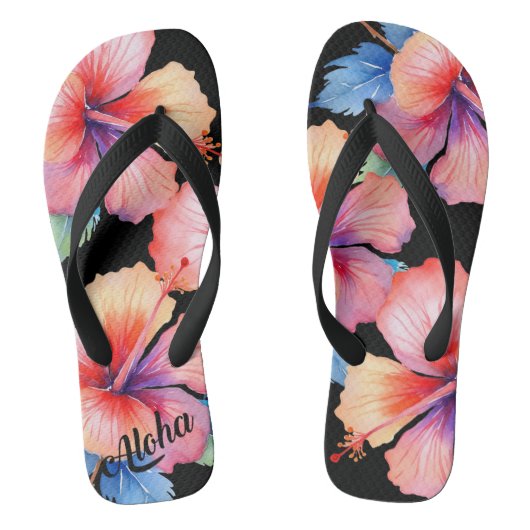 Aloha Print Slippers - Flip Flops Badesandalen (Fußbett)