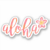 Aloha Quote Hawaii Tropical Watercolor Aufkleber (Vorderseite)