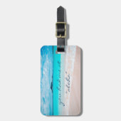 Aloha Quote Türkis Ocean Sandy Beach Foto Gepäckanhänger (Vorderseite vertikal)