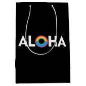 Aloha Rainbow Island Hawaii Pride LGBTQ Mittlere Geschenktüte (Vorderseite)