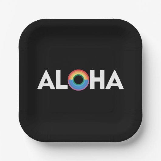 Aloha Rainbow Island Hawaii Pride LGBTQ Pappteller (Vorderseite)