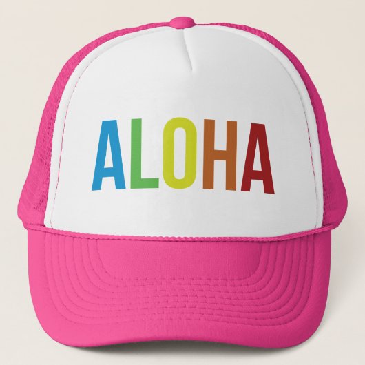 Aloha Rainbow Pink Truckerkappe (Vorderseite)