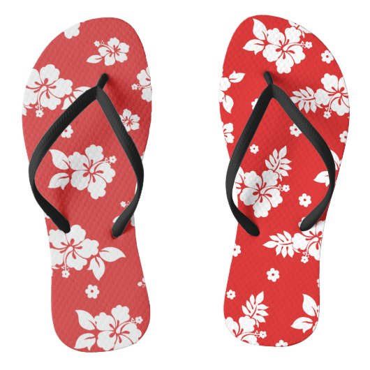 Aloha Red Classic Hawaiian Seamless Pattern Badesandalen (Fußbett)