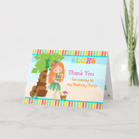 Aloha Red Hair Girl Danke-Card