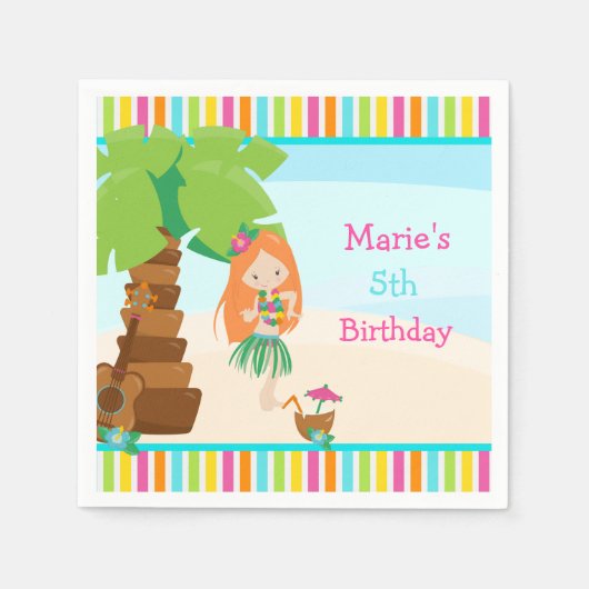 Aloha Red Hair Girl Party Serviette (Vorderseite)