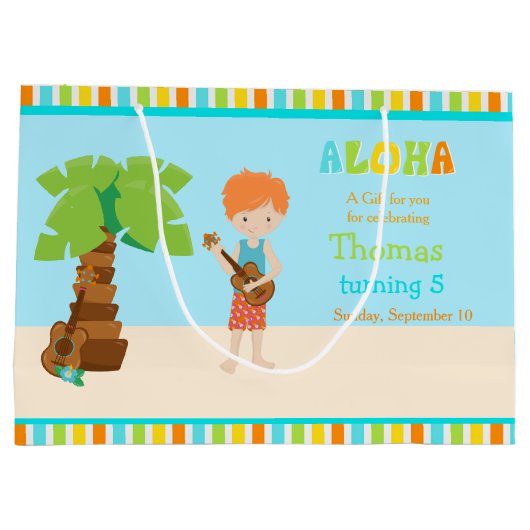 Aloha Red Haired Boy Danke Große Geschenktüte (Rückseite)