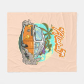 Aloha Retro Surf Van Fleecedecke (Vorderseite (Horizontal))