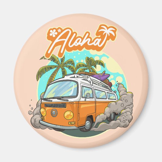 Aloha Retro Surf Van Magnet (Vorne)