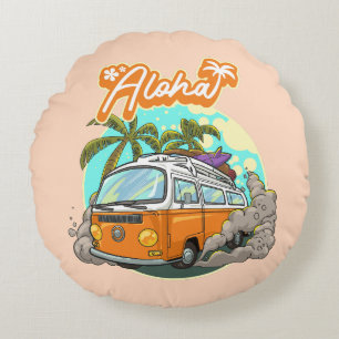 Aloha Retro Surf Van Rundes Kissen