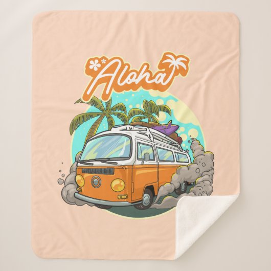 Aloha Retro Surf Van Sherpadecke (Vorderseite)