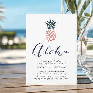 Aloha-Rosa-Ananas-Willkommens-Dinner-Einladung Einladung
