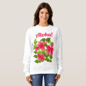 Aloha! rosa hawaiianischer Hibiskus Sweatshirt (Vorne ganz)