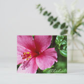 Aloha! Rosa Hibiskus Postkarte (Stehend Vorderseite)