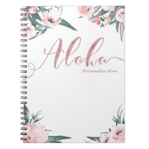 Aloha Rosa Tropische Blumen Moderne Wasserfarbe Notizblock
