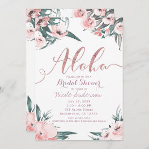 Aloha Rosa-tropischer Sommer-BlumenBrautparty Einladung
