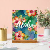 Aloha schöne Hibiskus Blume Muster Hawaii Acrylschild (Hochzeit)