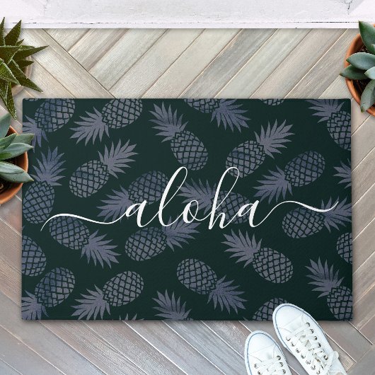 Aloha-Schriftzeichen-Ananas-Muster Fußmatte