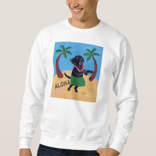 Aloha schwarzer Labrador Sweatshirt (Vorderseite)