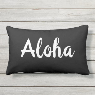Aloha schwarzes Kissen - im Freien Für Draußen