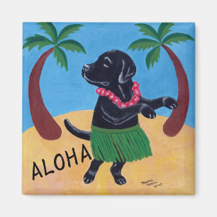 Aloha schwarzes Labrador Magnet