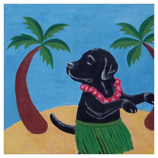Aloha schwarzes Labrador Stoff (Muster)
