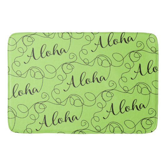ALOHA schwarzes, nahtloses Muster mit LINES Badematte (Vorderseite)