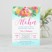 Aloha Script Tropical Birthday Luau Einladung (Stehend Vorderseite)