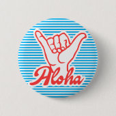 Aloha Shaka Hands, blaue Version Button (Vorderseite)
