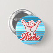 Aloha Shaka Hands, blaue Version Button (Vorne & Hinten)