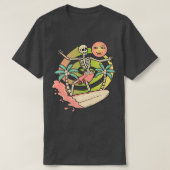 Aloha Skeleton Surfboard Wave & Moon Grap T-Shirt (Design vorne)