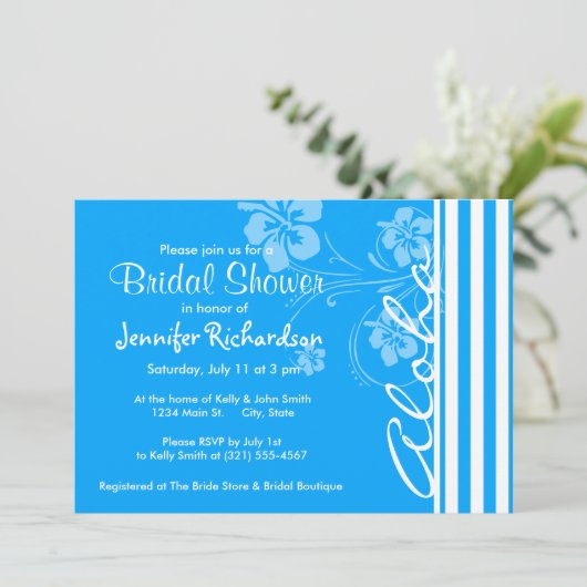 Aloha; Sky Blue Vertical Stripes; Streifen Einladung (Stehend Vorderseite)