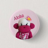 Aloha Sock Monkey Button (Vorderseite)
