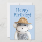 Aloha Sock Monkey Geburtstagkarte Einladung (Vorderseite)