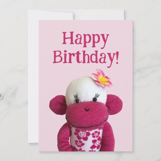 Aloha Sock Monkey Geburtstagkarte Einladung (Vorderseite)