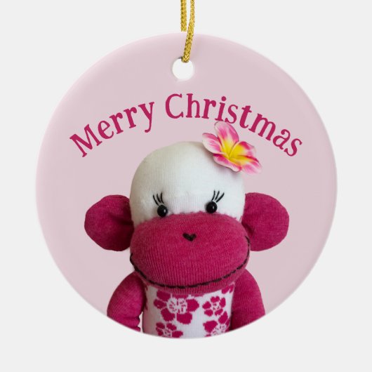 Aloha Sock Monkey (Girl) Keramik Ornament (Vorne)