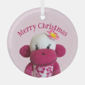 Aloha Sock Monkey (Girl) Ornament Aus Glas (Vorderseite)