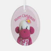 Aloha Sock Monkey (Girl) Ornament Aus Glas (Vorderseite links)