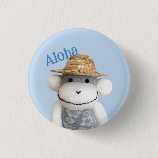 Aloha Sock Monkey (Junge) Button (Vorderseite)