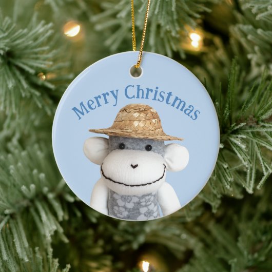 Aloha Sock Monkey (Junge) Keramik Ornament (Baum)