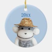 Aloha Sock Monkey (Junge) Keramik Ornament (Hinten)