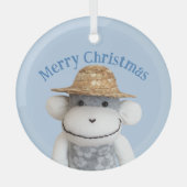 Aloha Sock Monkey (Junge) Ornament Aus Glas (Vorderseite)