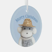 Aloha Sock Monkey (Junge) Ornament Aus Glas (Vorderseite Rechts)