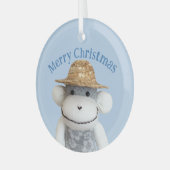Aloha Sock Monkey (Junge) Ornament Aus Glas (Vorderseite links)