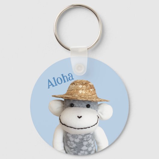 Aloha Sock Monkey (Junge) Schlüsselanhänger (Vorderseite)