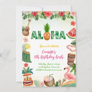 Aloha Sommer Mädchen Geburtstag Einladung