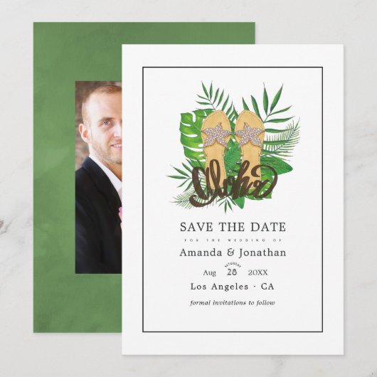 Aloha Sommer Strandhochzeit Termin vormerken Save The Date (Vorne/Hinten)